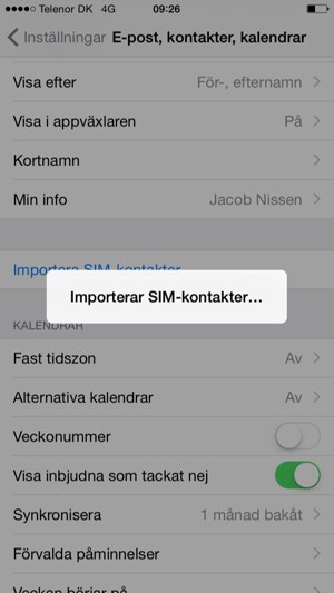 Dina kontakter kommer nu att sparas på din telefon