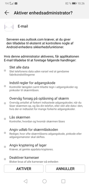 Vælg AKTIVER