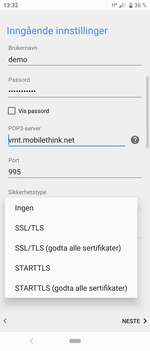 Velg Ingen og NESTE