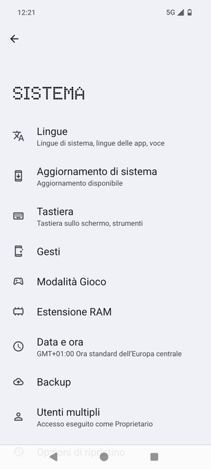 Seleziona Aggiornamento di sistema