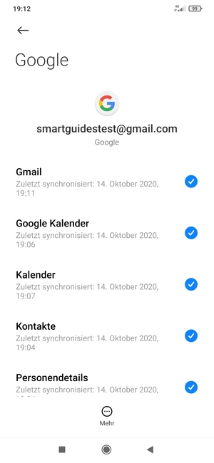 Stellen Sie sicher, dass Kontakte ausgewählt ist