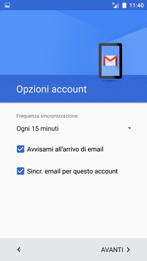 Seleziona AVANTI