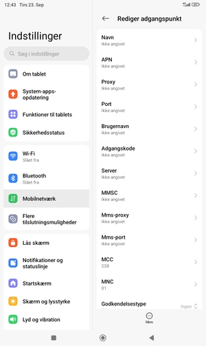 Indtast internet-oplysninger