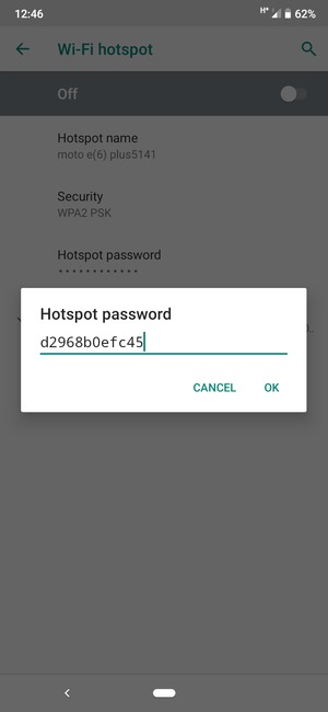 Enter a Wi-Fi hotspot password of at least 8 characters and select OK