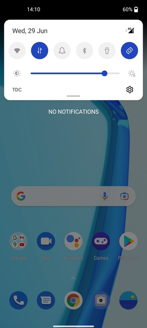Slide down the top menu again
