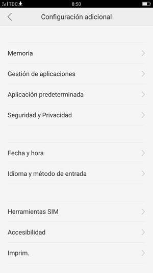 Desplácese y seleccione Seguridad y Privacidad