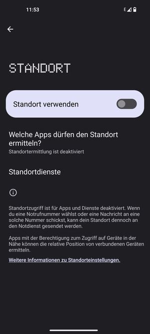 Schalten Sie Standort verwenden aus