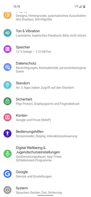 Scrollen Sie und wählen Sie Standort
