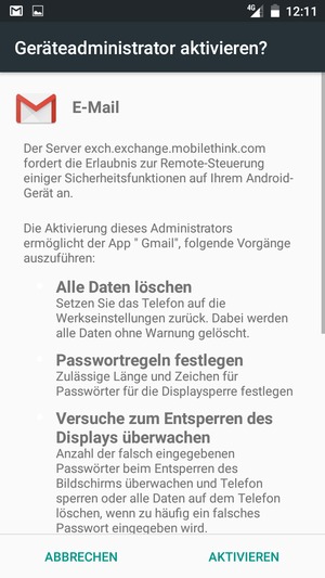 Wählen Sie AKTIVIEREN