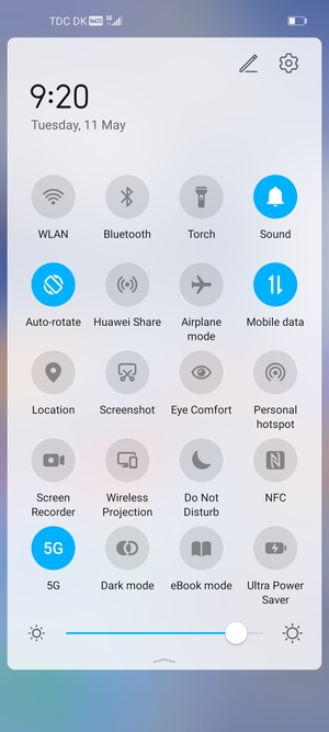 Adjust brightness to the required level