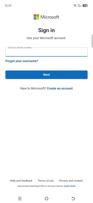 Enter your Hotmail address and select Next