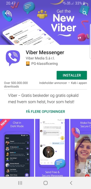 Vælg INSTALLER