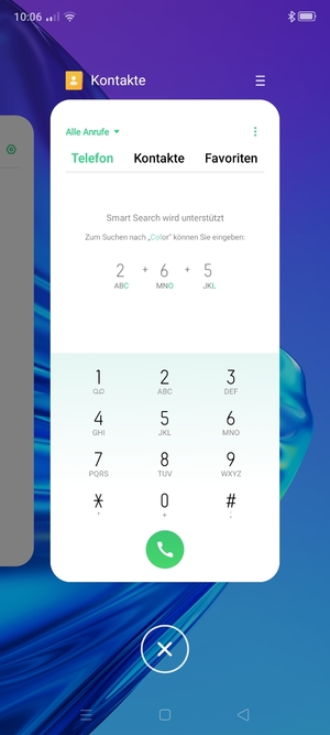 Wählen Sie das Symbol Löschen, um alle laufende Apps zu schließen