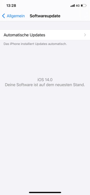 Falls Ihr iPhone aktualisiert ist, wird Ihnen der folgende Bildschirm angezeigt.