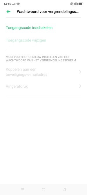 Selecteer Toegangscode inschakelen
