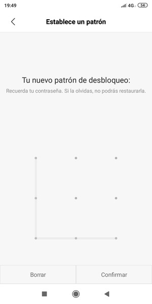 Dibuje de nuevo el patrón de desbloqueo