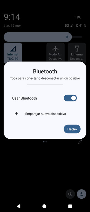 Desactive Usar Bluetooth