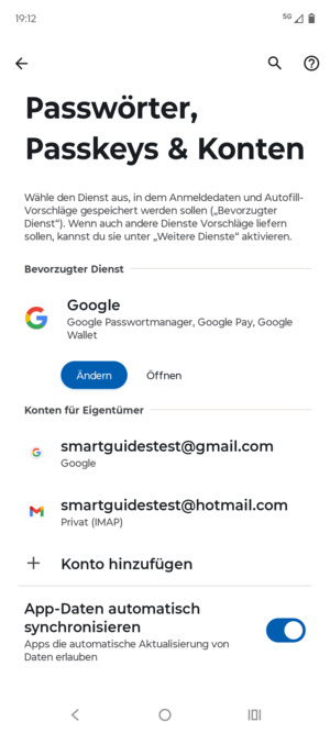 Wählen Sie Ihr Google Konto