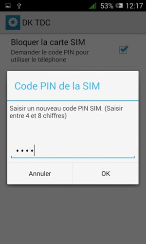 Saisissez votre Nouveau code PIN de la SIM et sélectionnez OK