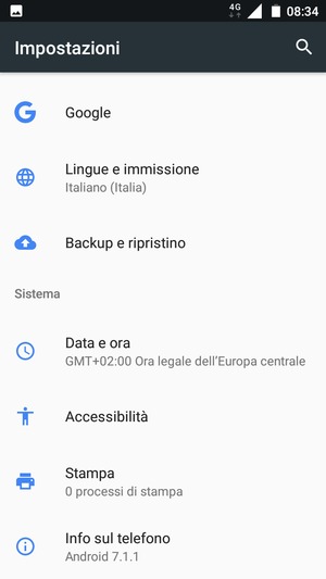 Scorri e seleziona Info sul telefono