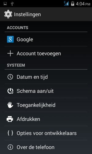Scroll naar en selecteer Over de telefoon