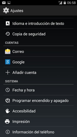 Desplácese y seleccione Información del teléfono