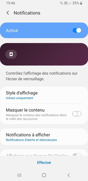 Sélectionnez votre options préférées et sélectionnez Effectué