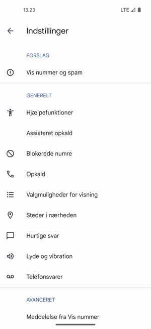 Vælg Telefonsvarer