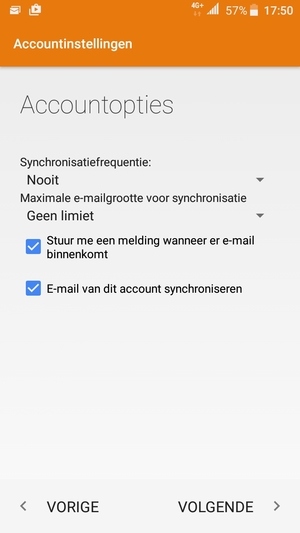 Selecteer VOLGENDE