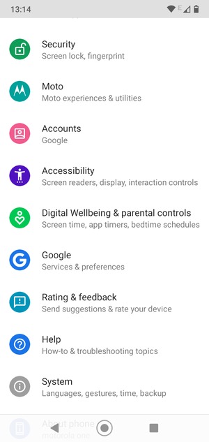 Scroll to and select Security