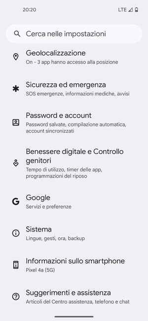 Scorri e seleziona Sistema