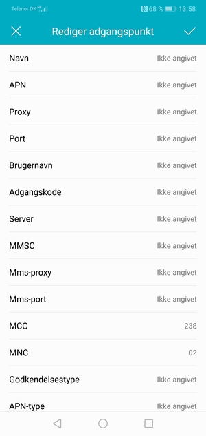 Indtast internet-oplysninger