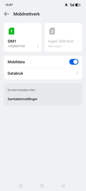 Velg SIM1 eller SIM2