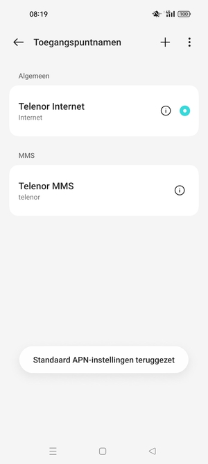 Selecteer Nieuwe APN
