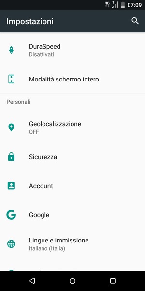 Scorri e seleziona Sicurezza