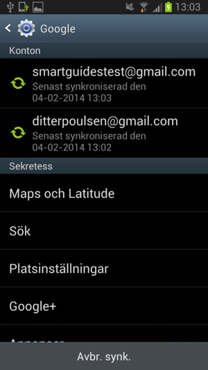 Tryck på ditt konto