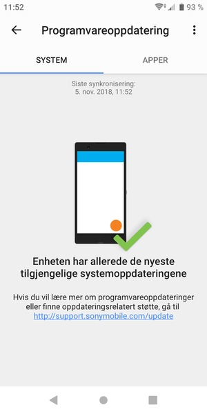 Hvis telefonen din er oppdatert, vil du se følgende skjermbilde
