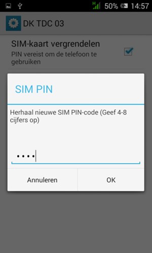 Bevestig uw nieuwe SIM PIN-code en selecteer OK