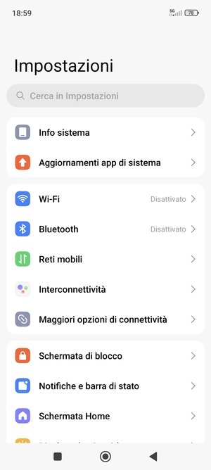 Seleziona Wi-Fi