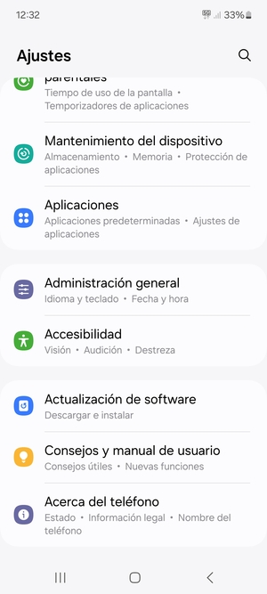 Desplácese y seleccione Actualización de software