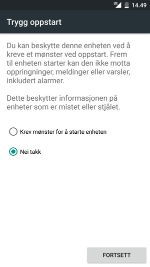 Velg FORTSETT