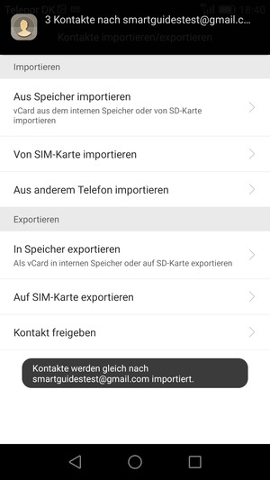 Ihre Kontakte werden in Ihrem Google Konto gespeichert und auf Ihrem Handy gespeichert, wenn Google das nächste Mal synchronisiert wird.