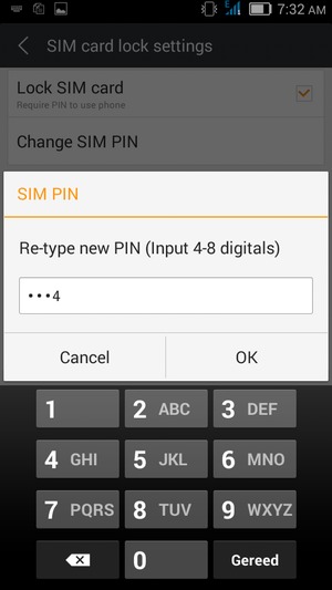 Bevestig uw nieuwe SIM PIN en selecteer OK