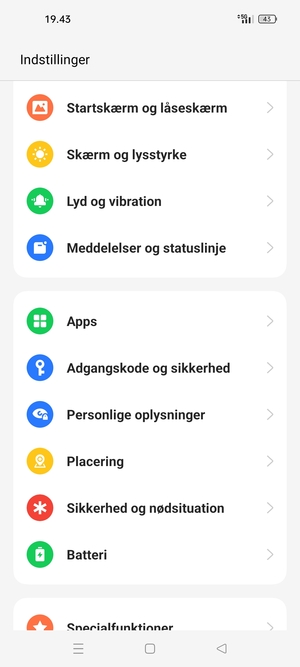 Scroll til og vælg Adgangskode og sikkerhed