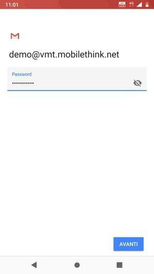Inserisci la tua password e seleziona AVANTI