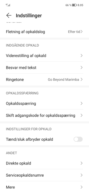 Scroll til og vælg Mere