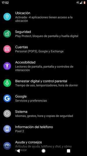Desplácese y seleccione Ubicación