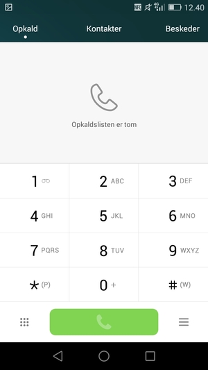 Tryk og hold 1-tallet nede
