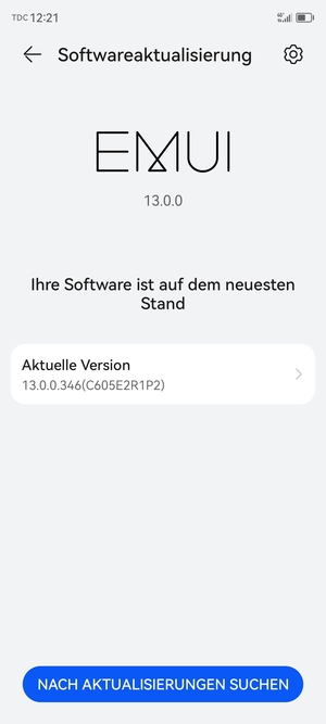 Falls Ihr Handy aktualisiert ist, wird Ihnen der folgende Bildschirm angezeigt