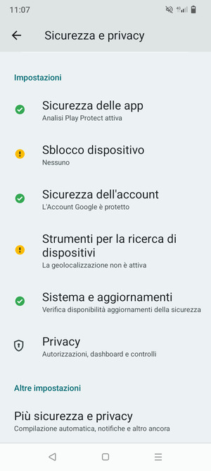 Seleziona Blocco dispositivo